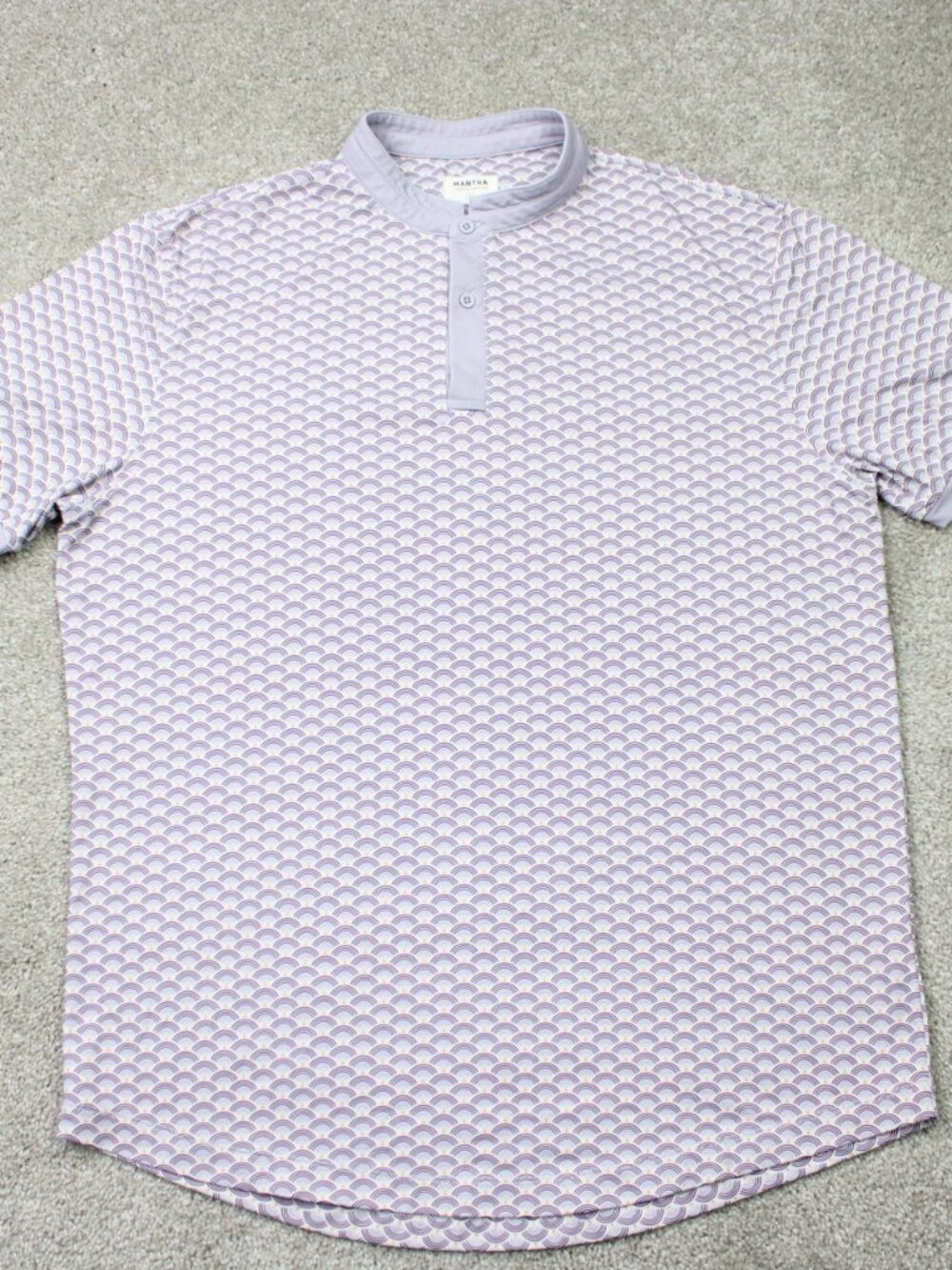 Mantra Performance Polo Shirt Mens Large Purple Geometric Golf Short Sleeve